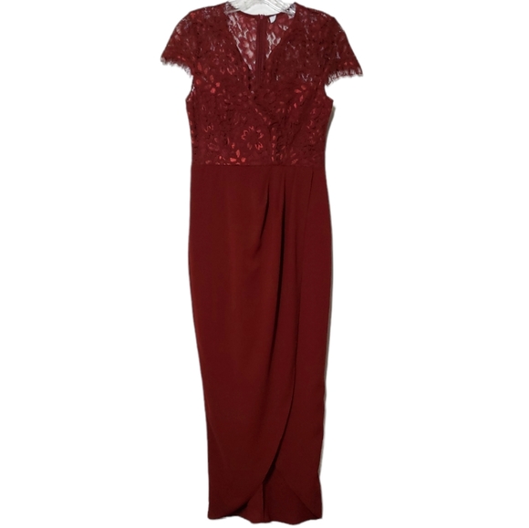 Petal & Pup V-neck Lace Lucille Dress In Wine Size 4 - Picture 6 of 12